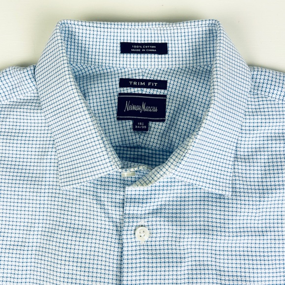 Neiman Marcus Shirts Neiman Marcus Mens Button Dress Shirt Sz 55 Nailhead Pattern Poshmark